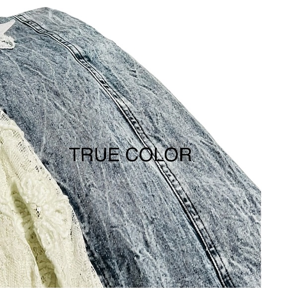 BLUE VELVET lace mix sequin ruffle exaggerated wide leg denim jeans sz SMALL - Picture 5 of 7